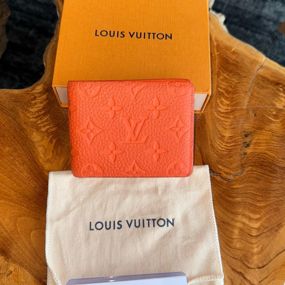 Louis Vuitton orange Taurillon Virgil abloh slender wallet